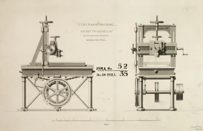 Framed Print : 3 feet planing machine, front and side elevations Framed Print : 3 feet planing machine, front and side elevations