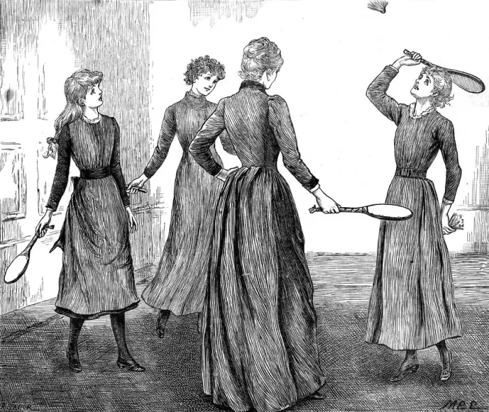 Framed Print : 4 LADIES PLAY BATTLEDORE Framed Print : 4 LADIES PLAY BATTLEDORE