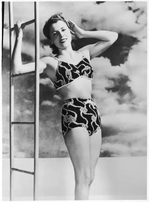 Framed Print : 40S Two-Piece Costume Framed Print : 40S Two-Piece Costume