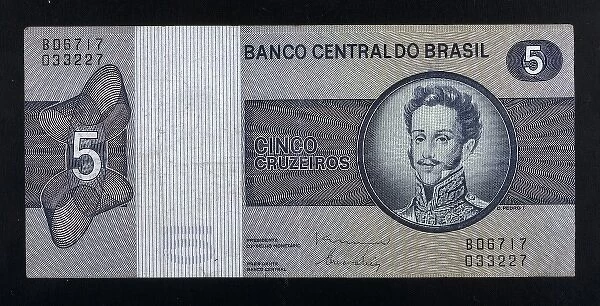 5 cruzeiros bill with portrait of king Pedro