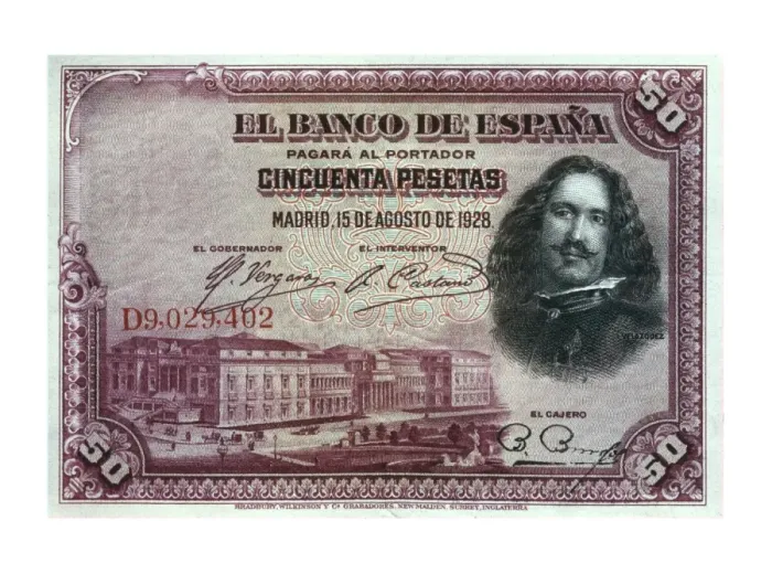 Framed Print : 50 pesetas bill, Bank of Spain (Madrid, 1928) Framed Print : 50 pesetas bill, Bank of Spain (Madrid, 1928)