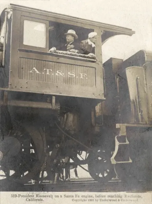 Framed Print : 519 President Roosevelt on a Santa Fe engine