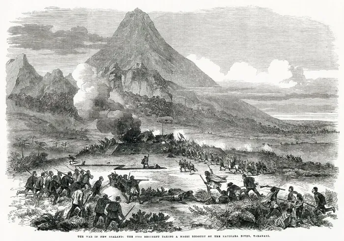 Framed Print : 57th Regiment captures a Maori redoubt on the Katikara River Framed Print : 57th Regiment captures a Maori redoubt on the Katikara River