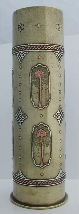 Framed Print : 78 mm German engraved artillery shell case - Bezalel School Framed Print : 78 mm German engraved artillery shell case - Bezalel School