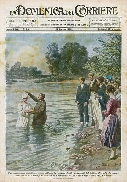7th Day Adventists. Missionaries of the Seventh Day Adventists baptise