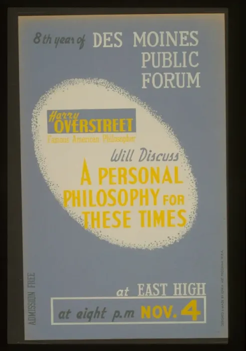 Framed Print : 8th year of Des Moines public forum - Harry Overstreet, famo Framed Print : 8th year of Des Moines public forum - Harry Overstreet, famo