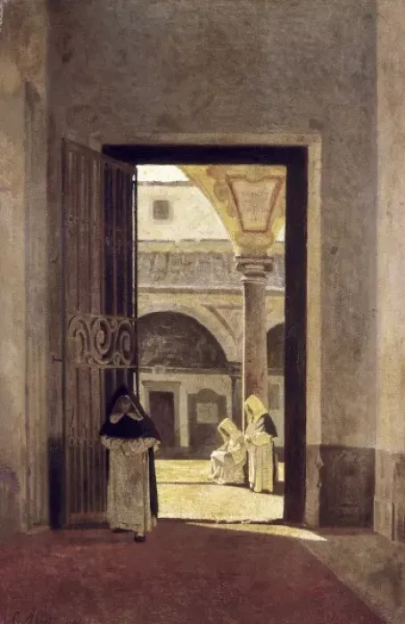 Framed Print : ABBATI, Giuseppe (1836-1868). Hallway of a Dominican Framed Print : ABBATI, Giuseppe (1836-1868). Hallway of a Dominican