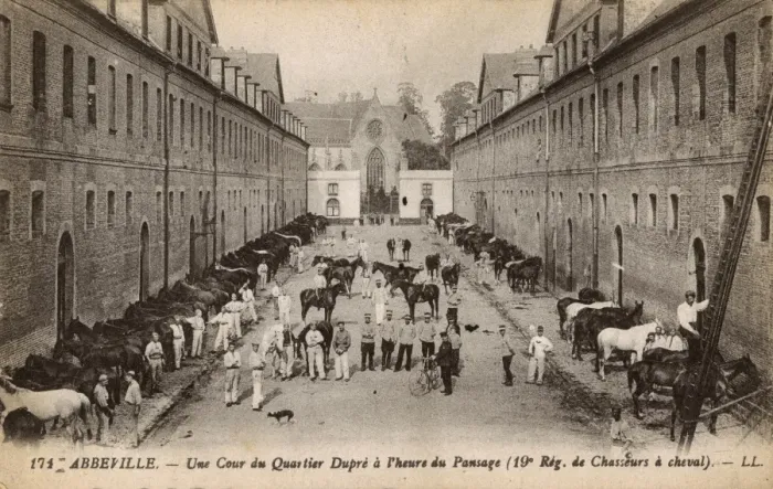 Framed Print : Abbeville - grooming time - horses of 19th Cavalry Regiment Framed Print : Abbeville - grooming time - horses of 19th Cavalry Regiment