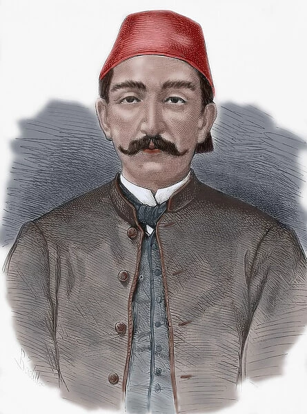 Abdul Hamid II (1842-1918). Colored engraving
