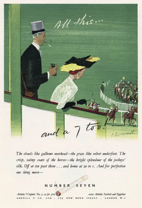 Framed Print : Abdulla Number Seven cigarettes at the races Date: 1951 Framed Print : Abdulla Number Seven cigarettes at the races Date: 1951