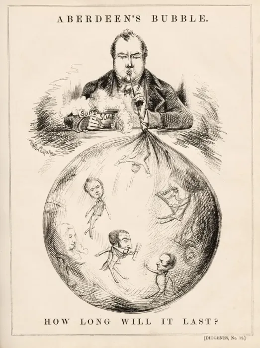 Framed Print : Aberdeens bubble. How long will it last? Satirical cartoon about Lord Aberdeen s