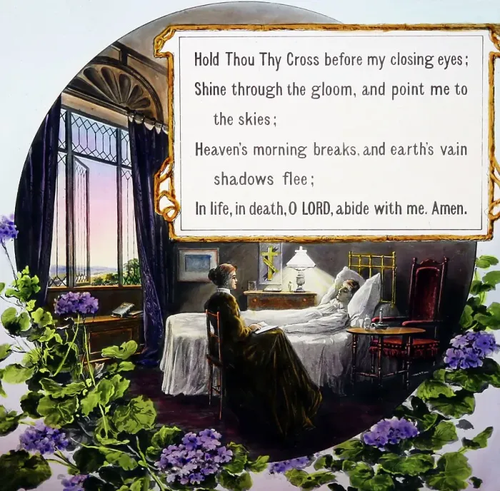 Framed Print : Abide with me, magic lantern projection slide, verse 5 Framed Print : Abide with me, magic lantern projection slide, verse 5