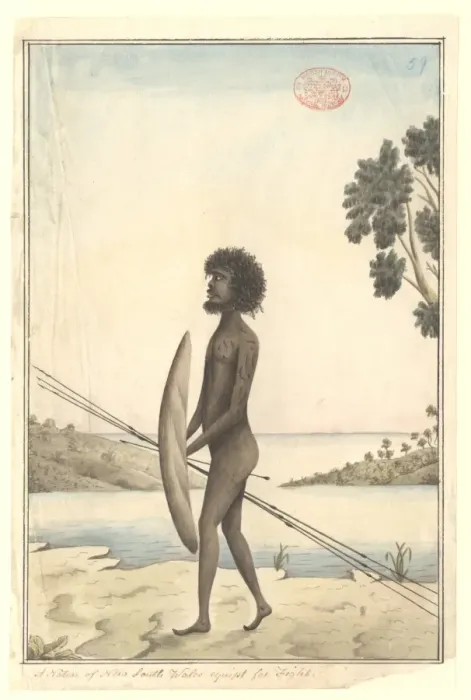 Framed Print : Aboriginal man armed for combat
