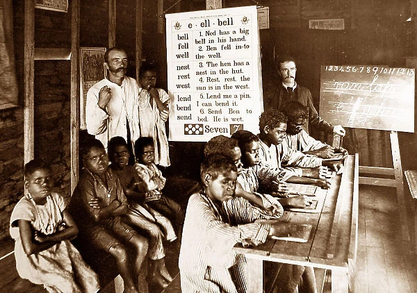 Aborigine children in a Mission School, Queensland