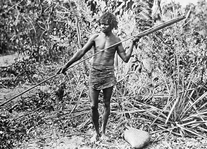 Framed Print : Aborigine throwing spear with a womerah Australia Framed Print : Aborigine throwing spear with a womerah Australia