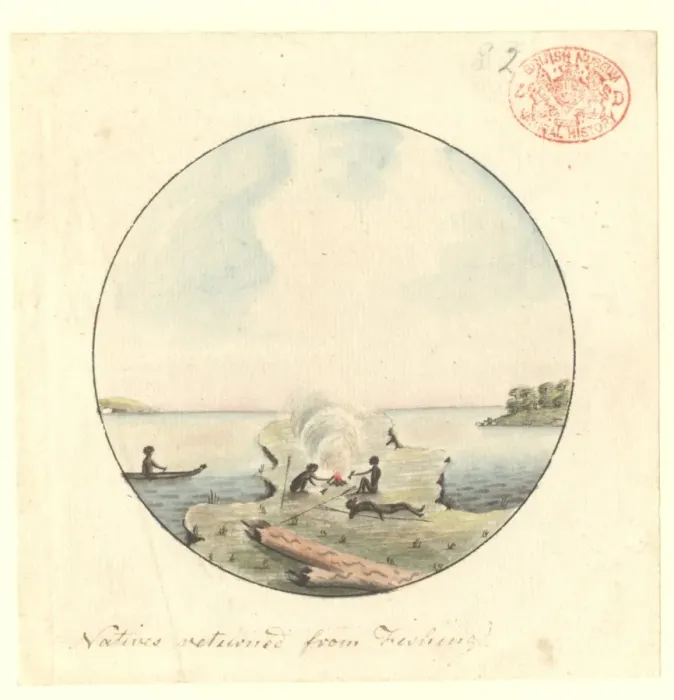Framed Print : Aborigines returned from fishing Framed Print : Aborigines returned from fishing