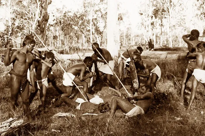 Framed Print : Aborigines stage fight New South Wales Australia