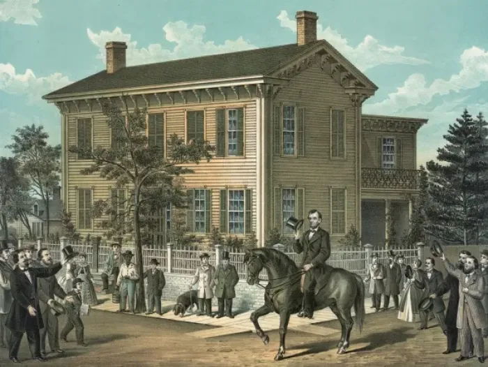 Framed Print : Abraham Lincolns return home after his successful campaign