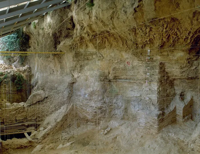 Framed Print : Abric Romani rock-shelter. Middle Paleolithic. Capellades Framed Print : Abric Romani rock-shelter. Middle Paleolithic. Capellades