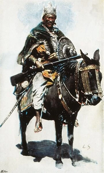 Abyssinia. Italo-Abyssinian War (1889). Negus (emperor) Menelik II. Engraving