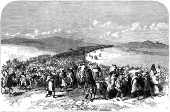 Framed Print : Abyssinian Expedition: The Exodus of Theodores Broken Army Framed Print : Abyssinian Expedition: The Exodus of Theodores Broken Army