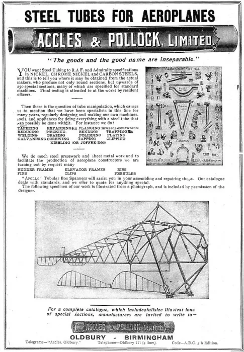 Framed Print : Accles & Pollock Tubes For Aeroplanes Framed Print : Accles & Pollock Tubes For Aeroplanes