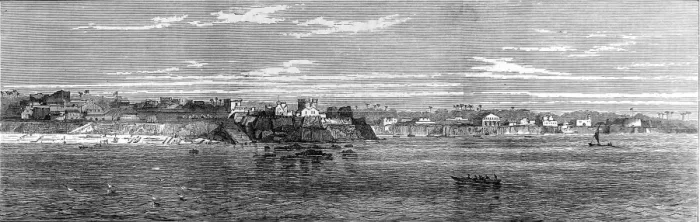 Framed Print : Accra and its coastline in 1873 Framed Print : Accra and its coastline in 1873