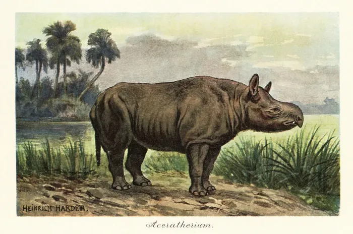 Framed Print : Aceratherium, extinct genus of rhinoceros, Miocene Framed Print : Aceratherium, extinct genus of rhinoceros, Miocene