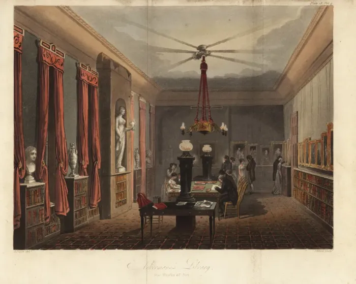 Framed Print : Ackermanns Library for Works of Art, London Framed Print : Ackermanns Library for Works of Art, London
