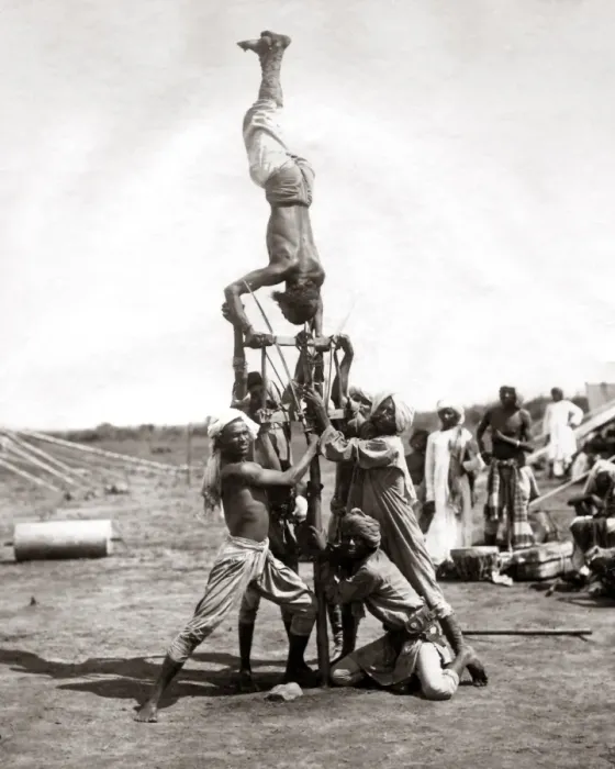 Framed Print : Acrobats, India, circa 1880s Framed Print : Acrobats, India, circa 1880s