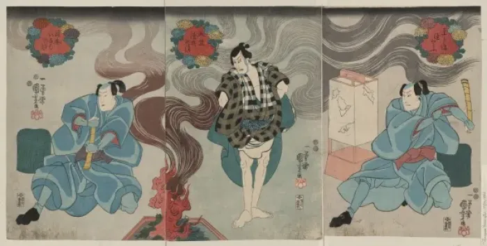 Framed Print : Actors in the roles of Tamashima Itto, Tenjuku Tokubei Framed Print : Actors in the roles of Tamashima Itto, Tenjuku Tokubei