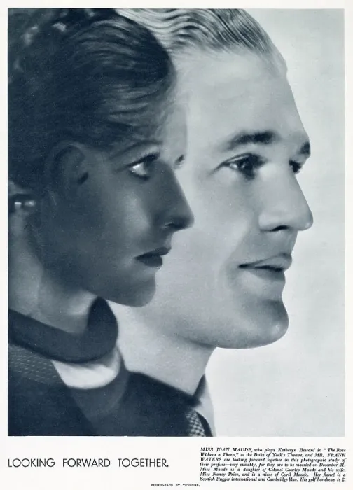 Framed Print : Actress Joan Maude (1908 - 1998), photographed by Madame Yevonde with her fiance Frank Waters, Scottish rugby international and Cambridge blue. Date: 1933 Framed Print : Actress Joan Maude (1908 - 1998), photographed by Madame Yevonde with her fiance Frank Waters, Scottish rugby international and Cambridge blue. Date: 1933