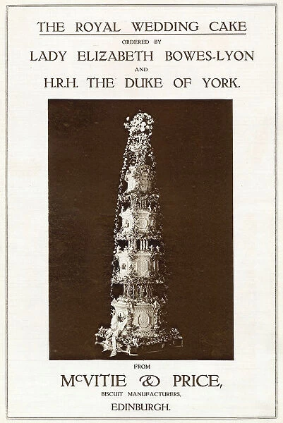 Advertisement for the 10ft high royal wedding of the Duke of York to Lady Elizabeth