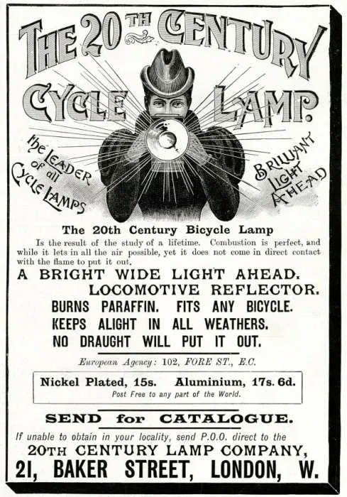 Framed Print : Advert for The 20th Century Cycle Lamp 1897 Framed Print : Advert for The 20th Century Cycle Lamp 1897