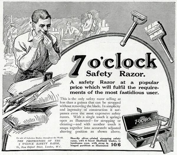 Advert for 7 o clock safety razor 1915
