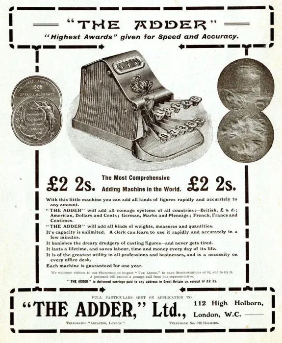 Framed Print : Advert for The Adder Adding Machine Framed Print : Advert for The Adder Adding Machine
