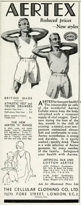 Framed Print : Advert for Aertex athletic vest 1932 Framed Print : Advert for Aertex athletic vest 1932