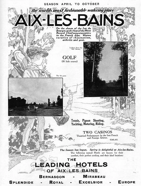 Advert for Aix Les Bains, France (1927) - the world