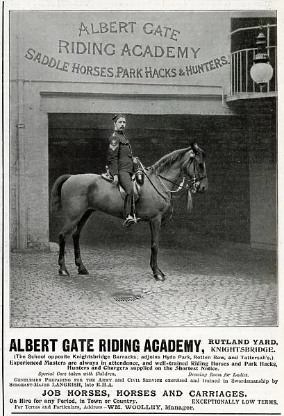 Advert for Albert Gate Riding Academy 1900