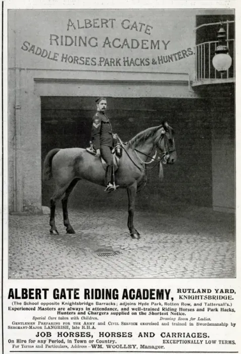 Framed Print : Advert for Albert Gate Riding Academy 1900 Framed Print : Advert for Albert Gate Riding Academy 1900