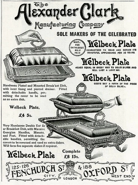 Advert for Alexander Clark breakfast dishes 1904