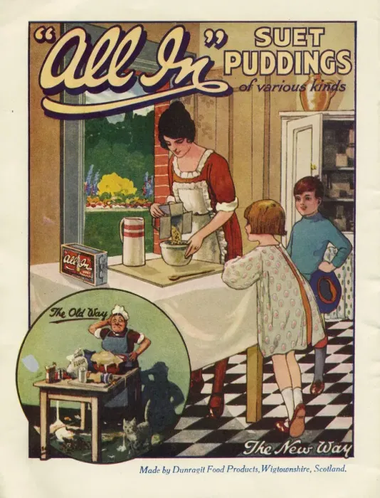 Framed Print : Advertisement for All-In suet puddings of various kinds - the new way Framed Print : Advertisement for All-In suet puddings of various kinds - the new way