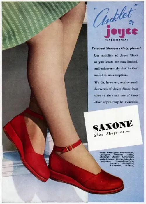 Framed Print : Advert for Anklet by Joyce California shoes 1945 Framed Print : Advert for Anklet by Joyce California shoes 1945