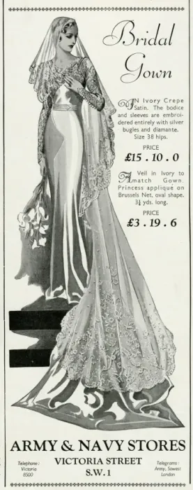 Framed Print : Advert for Army & Navy bridal gown 1934 Framed Print : Advert for Army & Navy bridal gown 1934