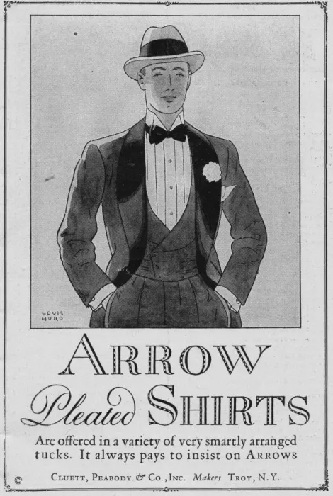 Framed Print : Advert for Arrow Pleated Mens Shirts, 1925, New York Framed Print : Advert for Arrow Pleated Mens Shirts, 1925, New York