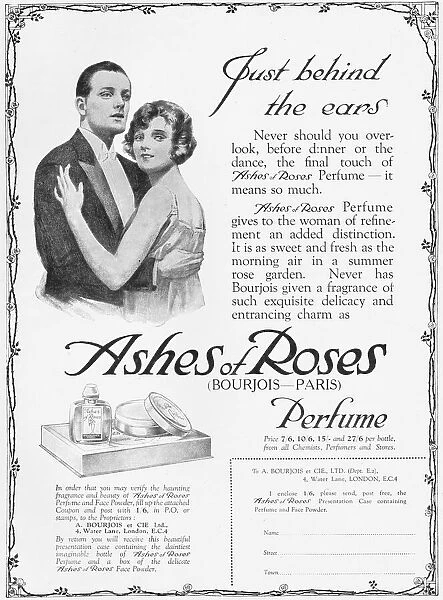 Advert for Ashes of Roses Perfume, 1925
