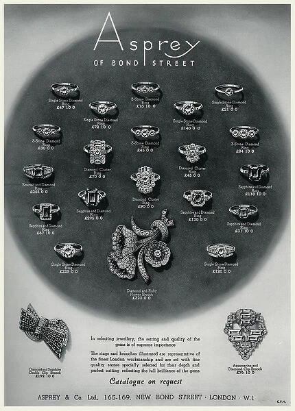 Advert for Asprey rings 1938