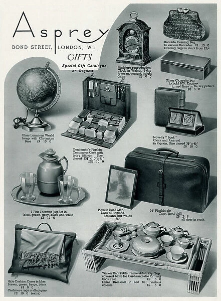 Advert for Asprey selection of household items 1937