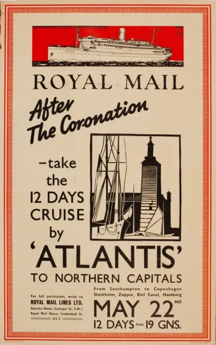 Framed Print : Advertisement for Atlantis cruise to northern capitals
