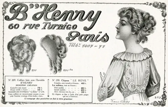 Framed Print : Advert for B Henry hairpieces 1910 Framed Print : Advert for B Henry hairpieces 1910